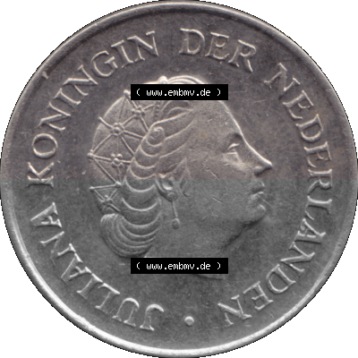 Alte Münze Niederlande in Farbe 1950-1980, 25 Cent Königin Juliana 1976, Fünfundzwanzig Cent Sammlung