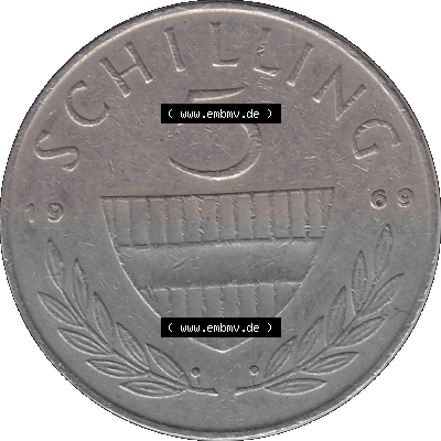 5 / Fünf Schilling Österreich in original Farbgebung von Scanner transparenten PNG 1968-2001, 5 Schilling 1969 (Stück 2), Reiter... Sammlung