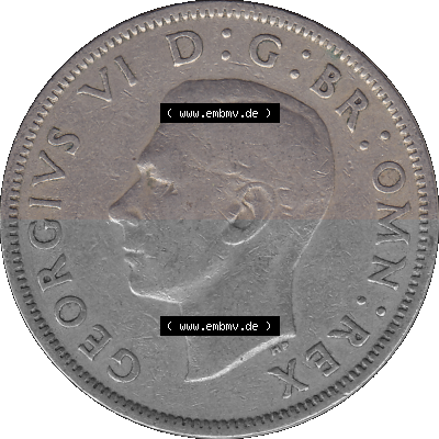 Alte Münze Großbritannien, Bild in Farbe bzw. Color PNG-Grafik, Umlaufmünze aus dem Zeitraum 1949-1951, 2 Schilling-Florin,... Sammlung