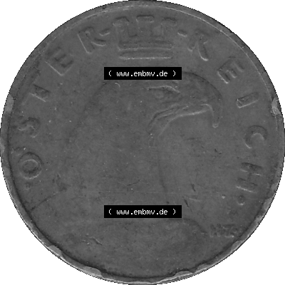 1 / Ein Groschen Österreich in s/w Schwarzweiß bzw. Graustufen Farbgebung von Scanner transparenten PNG 1925-1938, 1-Ein Groschen,... Sammlung