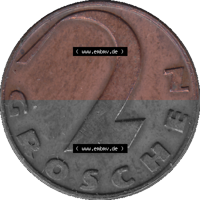 2 / Zwei Groschen Österreich in original Farbgebung von Scanner transparenten PNG 1925-1938, 2 Zwei Groschen, Krückenkreuz 1937... Sammlung
