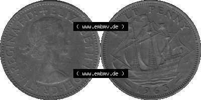 Großbritannien Umlaufmünze Half Penny, 1/2 Pence 1954-1970, Half Penny, Halber Pence 1963 (Stück 1), Elisabeth II. - Schriftzug... Sammlung