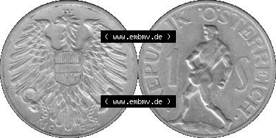 Österreich 1 / Ein Schilling in Graustufen 1946-1957, 1 Schilling 1952 (Stück 1) Graustufen Sammlung