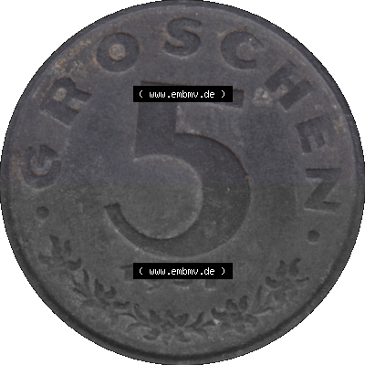 Österreich 5 / Fünf Groschen in Farbe/Color 1948-1994, 5 Groschen 1951 (Stück 1) Sammlung