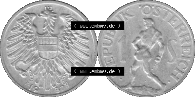Österreich 1 / Ein Schilling in Graustufen 1946-1957, 1 Schilling 1957 (Stück 1) Graustufen Sammlung