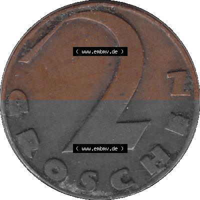 2 / Zwei Groschen Österreich in original Farbgebung von Scanner transparenten PNG 1925-1938, 2 Zwei Groschen, Krückenkreuz 1926... Sammlung