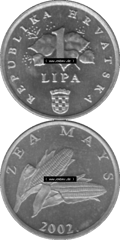 Kroatien Umlaufmünze 1994-2022, 1 Lipa 2002 (Stück 1) Graustufen Graustufen Sammlung