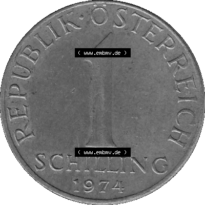 Österreich 1 / Ein Schilling in Graustufen 1959-2001, 1 Schilling 1974 (Stück 1), Ein Shilling Edelweiß Graustufen Sammlung