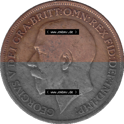Großbritannien Umlaufmünze One Penny, 1 Pence 1911-1926, 1 One Penny, 1921 (Stück 1), George V, B.M. GEORGIVS V DEI GRABRITTOMNREX... Sammlung