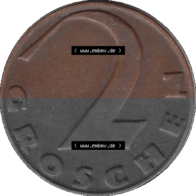 2 / Zwei Groschen Österreich in original Farbgebung von Scanner transparenten PNG 1925-1938, 2 Zwei Groschen, Krückenkreuz 1930... Sammlung
