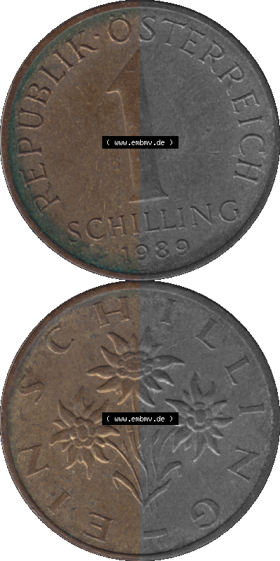 Österreich 1 / Ein Schilling 1959-2001, 1 Schilling 1989 (Stück 1) Sammlung