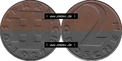 2 / Zwei Groschen Österreich in original Farbgebung von Scanner transparenten PNG 1925-1938, 2 Zwei Groschen, Krückenkreuz 1927... Sammlung