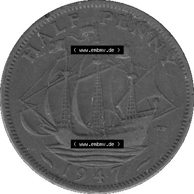 Großbritannien Umlaufmünze Half Penny 1937-1948, Half Penny 1947 (Stück 1), George VI. GEORGIVS VI D-G-BR-OMN-REX F-D-IND-IMP.HP... Sammlung