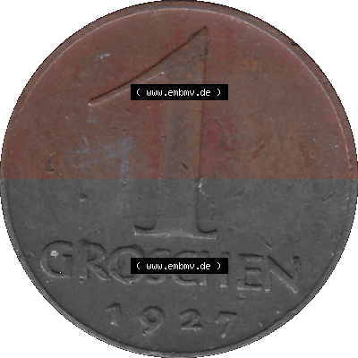 1 / Ein Groschen Österreich in original Farbgebung von Scanner transparenten PNG 1925-1938, 1-Ein Groschen, Adlerkopf mit Mauerkrone... Sammlung