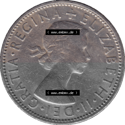 Alte Münze Großbritannien, Bild in Farbe bzw. Color PNG-Grafik, Umlaufmünze aus dem Zeitraum 1954-1970, 2 Schilling-Florin,... Sammlung