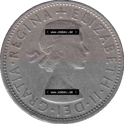 Alte Münze Großbritannien, Bild in Farbe bzw. Color PNG-Grafik, Umlaufmünze aus dem Zeitraum 1954-1970, 2 Schilling-Florin,... Sammlung