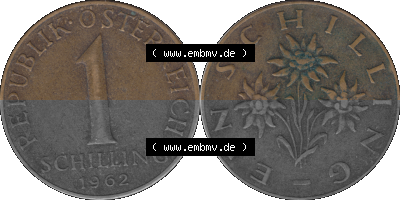 Österreich 1 / Ein Schilling 1959-2001, 1 Schilling 1962 (Stück 1) Sammlung