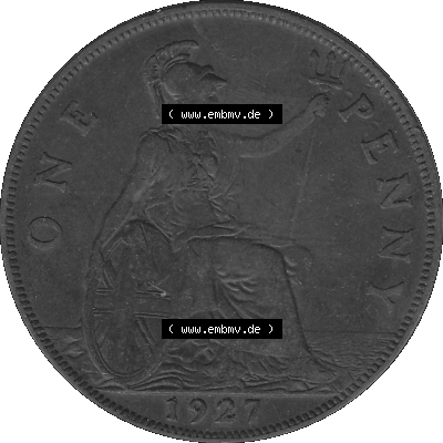Großbritannien Umlaufmünze One Penny, 1 Pence 1927-1927, 1 One Penny, 1927 (Stück 1), George V, BM GEORGIVS V DEI GRABRITTOMNREX... Sammlung
