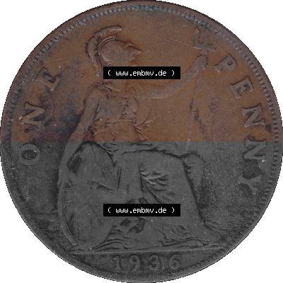 Großbritannien Umlaufmünze One Penny, 1 Pence 1928-1936, 1 One Penny, 1936 (Stück 2) , George V. BM GEORGIVS V DEI GRABRITTOMNREX... Sammlung