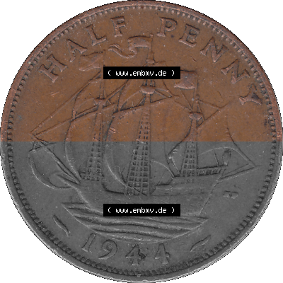 Großbritannien Umlaufmünze Half Penny, 1/2 Pence 1937-1948, Half Penny 1944 (Stück 1), George VI. GEORGIVS VI D-G-BR-OMN-REX... Sammlung