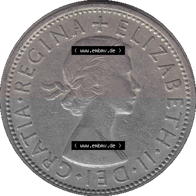Alte Münze Großbritannien, Bild in Farbe bzw. Color PNG-Grafik, Umlaufmünze aus dem Zeitraum 1954-1970, 2 Schilling-Florin,... Sammlung