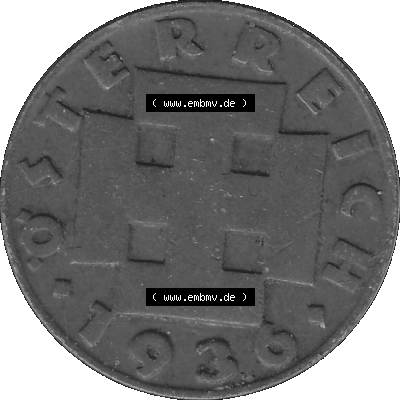 2 / Zwei Groschen Österreich in s/w Schwarzweiß bzw. Graustufen Farbgebung von Scanner transparenten PNG 1925-1938, 2 Zwei Groschen,... Sammlung
