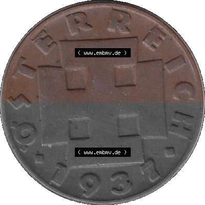 2 / Zwei Groschen Österreich in original Farbgebung von Scanner transparenten PNG 1925-1938, 2 Zwei Groschen, Krückenkreuz 1937... Sammlung