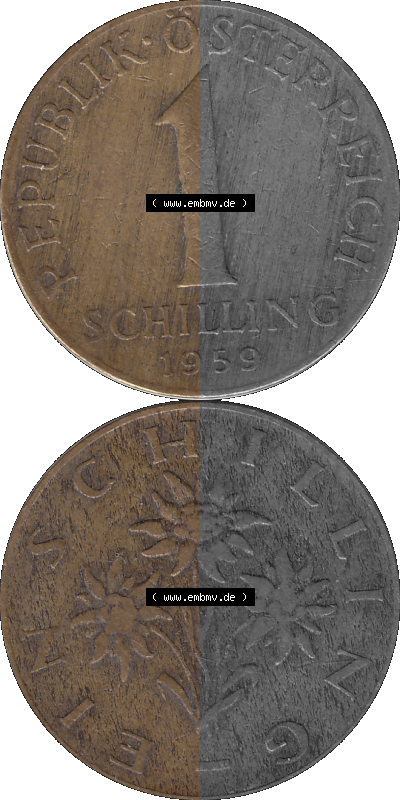 Österreich 1 / Ein Schilling 1959-2001, 1 Schilling 1959 (Stück 1), Ein Shilling Edelweiß Sammlung