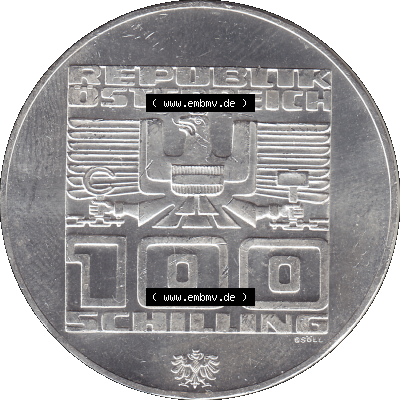 100 / Einhundert Schilling Österreich auf original farbigen transparenten PNG-Bild 1976-1976, 100 Hundert Schilling, Abfahrtsläufer... Sammlung