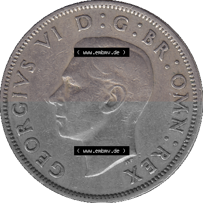 Alte Münze Großbritannien, Bild in Farbe bzw. Color PNG-Grafik, Umlaufmünze aus dem Zeitraum 1949-1951, 2 Schilling-Florin,... Sammlung