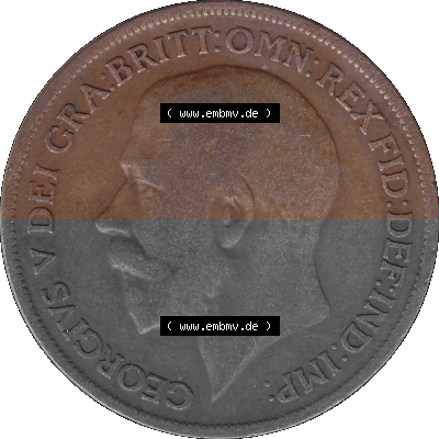 Großbritannien Umlaufmünze One Penny, 1 Pence 1911-1926, 1 One Penny, 1920 (Stück 1), George V, B.M. GEORGIVS V DEI GRABRITTOMNREX... Sammlung