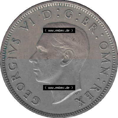 Alte Münze Großbritannien, Bild in Farbe bzw. Color PNG-Grafik, Umlaufmünze aus dem Zeitraum 1947-1948, 2 Schilling-Florin,... Sammlung