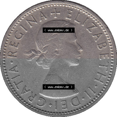 Alte Münze Großbritannien, Bild in Farbe bzw. Color PNG-Grafik, Umlaufmünze aus dem Zeitraum 1954-1970, 2 Schilling-Florin,... Sammlung