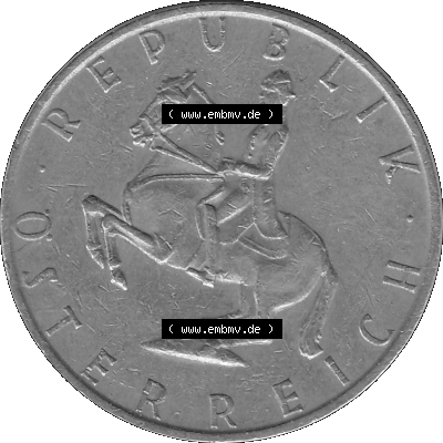 5 / Fünf Schilling Österreich in s/w Schwarzweiß bzw. Graustufen Farbgebung von Scanner transparenten PNG 1968-2001, 5 Schilling... Sammlung