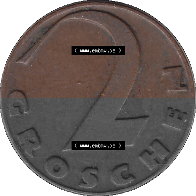 2 / Zwei Groschen Österreich in original Farbgebung von Scanner transparenten PNG 1925-1938, 2 Zwei Groschen, Krückenkreuz 1930... Sammlung