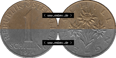 Österreich 1 / Ein Schilling 1959-2001, 1 Schilling 1974 (Stück 1), Ein Shilling Edelweiß Sammlung