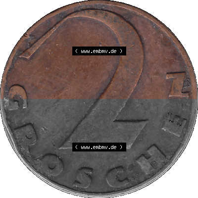 2 / Zwei Groschen Österreich in original Farbgebung von Scanner transparenten PNG 1925-1938, 2 Zwei Groschen, Krückenkreuz 1929... Sammlung