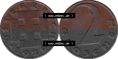 2 / Zwei Groschen Österreich in original Farbgebung von Scanner transparenten PNG 1925-1938, 2 Zwei Groschen, Krückenkreuz 1929... Sammlung