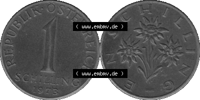 Österreich 1 / Ein Schilling in Graustufen 1959-2001, 1 Schilling 1973 (Stück 1) Graustufen Sammlung