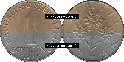 Österreich 1 / Ein Schilling 1959-2001, 1 Schilling 1976 (Stück 1), Ein Shilling Edelweiß Sammlung