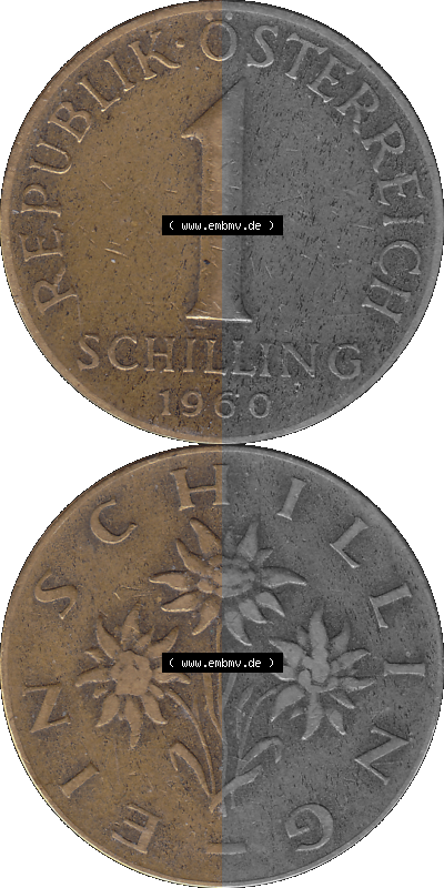 Österreich 1 / Ein Schilling 1959-2001, 1 Schilling 1960 (Stück 1), Ein Shilling Edelweiß Sammlung