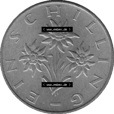 Österreich 1 / Ein Schilling in Graustufen 1959-2001, 1 Schilling 1976 (Stück 1), Ein Shilling Edelweiß Graustufen Sammlung