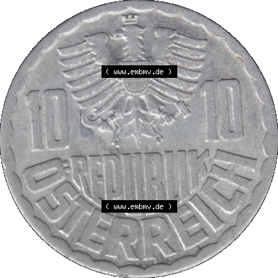 10 / Zehn Groschen Österreich in original Farbgebung von Scanner transparenten PNG 1951-2001, 10 Groschen 1952 (Stück 1) Sammlung