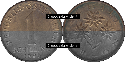 Österreich 1 / Ein Schilling 1959-2001, 1 Schilling 1991 (Stück 2) Sammlung