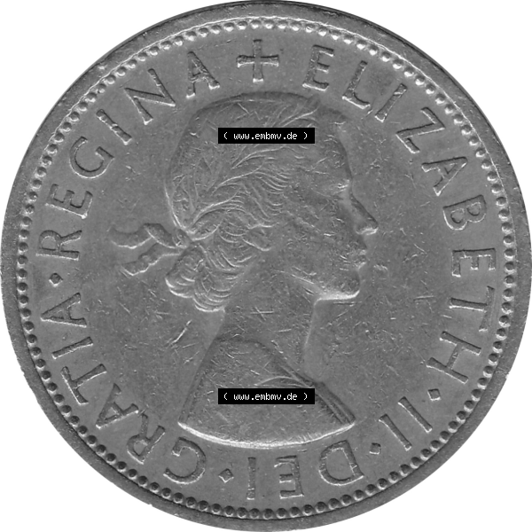Grau bzw. s/w Münzen Großbritannien Umlaufmünzen Sammlung in PNG Großbritannien 1954-1970, 2 Schilling-Florin, Two Shillings, 1966-04 ELIZABETH II DEI GRATIA REGINA (5)... Sammlung Graustufen