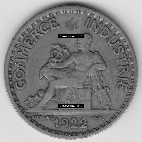 Grau bzw. s/w Münze Frankreich Umlaufmünzen Sammlung in PNG 1922-1927, 1 Franken, BON POUR One Franc, 1922-1 CHAMBRES DE COMMERCE DE FRANCE (1) - Digitales Münzen-Bildmaterial... Sammlung Graustufen