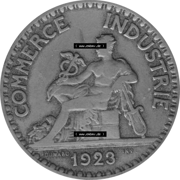 Grau bzw. s/w Münze Frankreich Umlaufmünzen Sammlung in PNG 1920-1927, 2 Francs, Franken 1923-01 (6) - Digitales Münzen-Bildmaterial einer französischen Francs Münze aus... Sammlung Graustufen