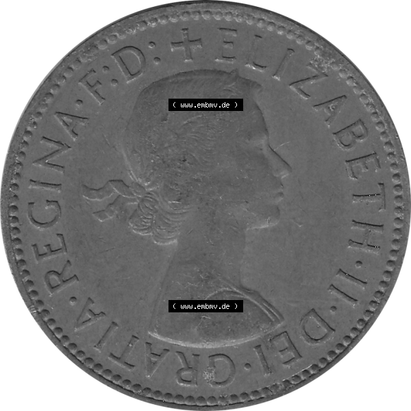 Grau bzw. s/w Münzen Großbritannien Umlaufmünzen Sammlung in PNG Großbritannien 1954-1970, Half Penny, Halber Pence 1964-03, Elisabeth II. (5) - Digitales Münzen-Bildmaterial... Sammlung Graustufen