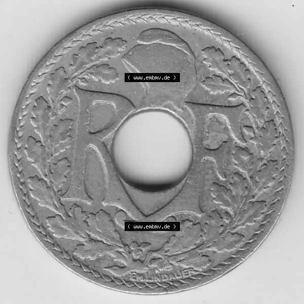 Grau bzw. s/w Münze Frankreich Umlaufmünzen Sammlung in PNG 1917-1938, 10 Centimes - Cmes 1923 (1) - Digitales Münzen-Bildmaterial einer französischen Francs Münze aus Frankreich... Sammlung Graustufen