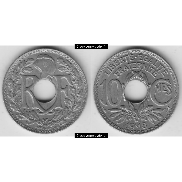 Grau bzw. s/w Münze Frankreich Umlaufmünzen Sammlung in PNG 1917-1938, 10 Centimes, RF - Frankreich 10 CMES EGALITÉ FRATERNITÉ LIBERTÉ 1918-1 (3) - Digitales Münzen-Bildmaterial... Sammlung Graustufen
